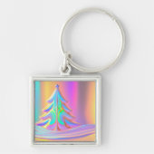 虹色のクリスマスツリー キーホルダー (正面)