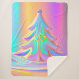 虹色のクリスマスツリー シェルパブランケット
