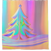 虹色のクリスマスツリー シャワーカーテン (正面)