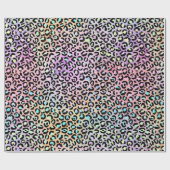 虹色のグラデーションとヒョウの斑点 ラッピングペーパー (フラット)