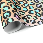 虹色のグラデーションとヒョウの斑点 ラッピングペーパー (ロールコーナー)