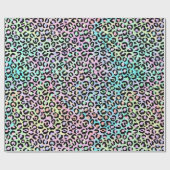 虹色のグラデーションとヒョウの斑点 ラッピングペーパー (フラット)