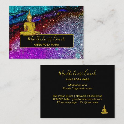*～*虹色のグリッター宇宙仏の瞑想 名刺 (正面/裏面)
