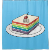 虹色のケーキの漫画イラスト シャワーカーテン (正面)