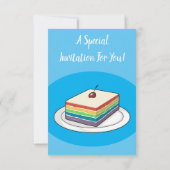 虹色のケーキの漫画イラスト 招待状 (裏面)