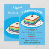 虹色のケーキの漫画イラスト 招待状 (正面/裏面)