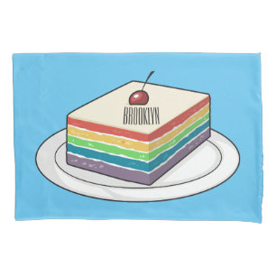 虹色のケーキの漫画イラスト 枕カバー