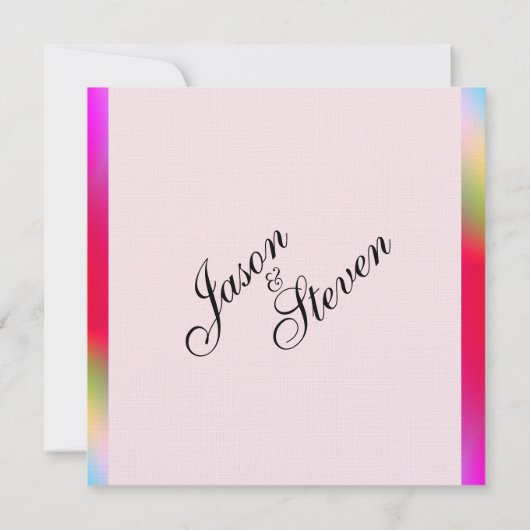 虹色のゲイ ウェディング 招待状 (裏面)