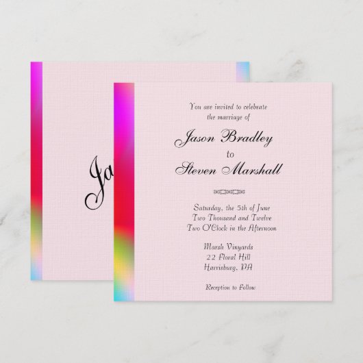 虹色のゲイ ウェディング 招待状 (正面/裏面)
