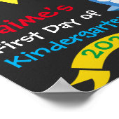 虹色のサメの最初の登校日 黒板ポスト ポスター (角)