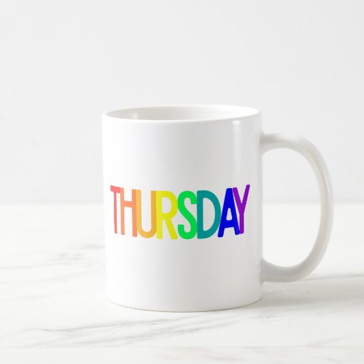 虹色のサ Thursday レタリング デザイン コーヒーマグカップ (右)