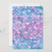 虹色のシルバー マーメイド スケール フレーム 誕生日 招待状 (裏面)