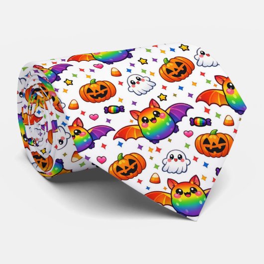 🦇🌈 虹色のスイートパーティー ネクタイ (ロール)