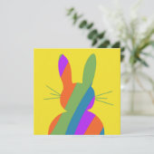 虹色のストライプのイースターバニー 招待状 (スタンド正面)