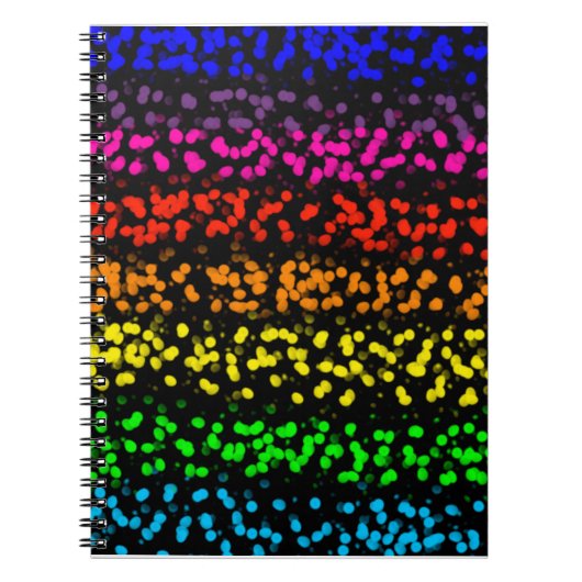 虹色のストライプドットを持つ水平方向のピクセル ノートブック (正面)