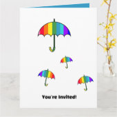 虹色のストライプ傘 カード (黄色い花)