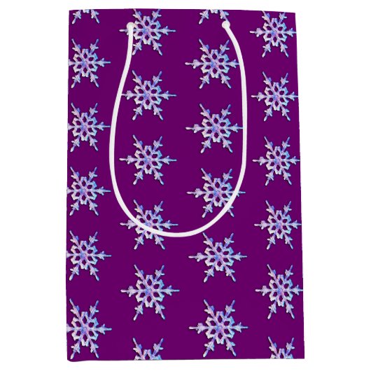 虹色のスノーフレークをアメジスト紫 ミディアムペーパーバッグ (正面)