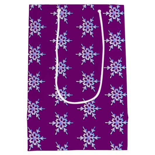 虹色のスノーフレークをアメジスト紫 ミディアムペーパーバッグ (裏面)