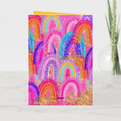 虹色のスパンコール文字のカード サンキューカード (裏面)