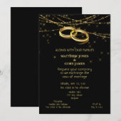 虹色のスパークリングライトとゴールドの結婚指輪 (正面/裏面)