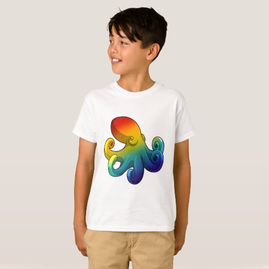 虹色のタコ Tシャツ (正面フル)