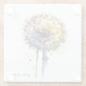 虹色のタンポポ、カスタム ガラスコースター (裏面)