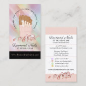 虹色のダイヤモンドネイルサロン爪、 ネイルテックアーティスト 名刺 (正面/裏面)