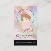 虹色のダイヤモンドネイルサロン爪、 ネイルテックアーティスト 名刺 (正面)