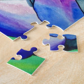 虹色のツツジの花のオリジナル水彩画 ジグソーパズル (側面)