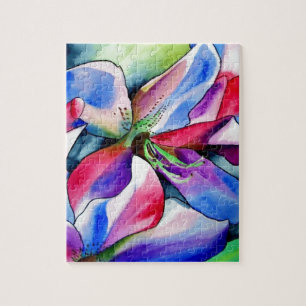 虹色のツツジの花のオリジナル水彩画 ジグソーパズル