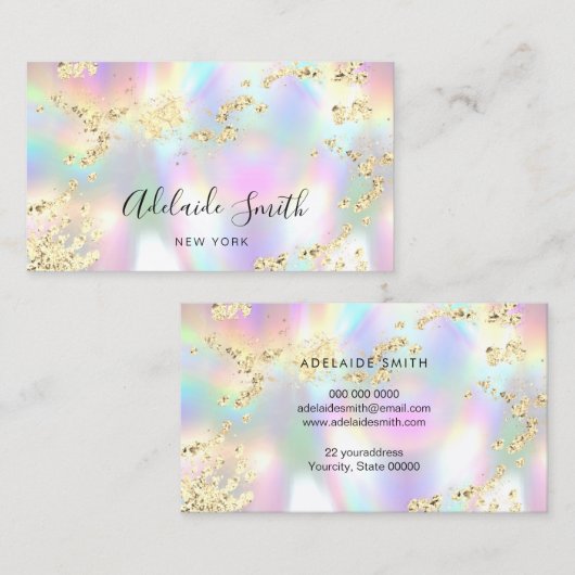 虹色のテクスチャにフェイク対するシミュレートグリッター 名刺 (正面/裏面)