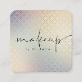 虹色のテクスチャメモダンークアップアーティスト スクエア名刺 (正面)