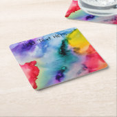 虹色のテクスチャ スクエアペーパーコースター (アングル)