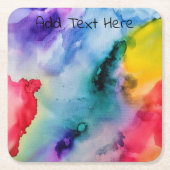 虹色のテクスチャ スクエアペーパーコースター (正面)