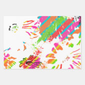 虹色のデイジーストライプ柄 - ソフトターコイズ/ライム ラッピングペーパーシート (正面)