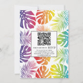 虹色のトロピカルリーフがゲイ・レズビアン結婚式を彩る 招待状 (裏面)