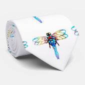 虹色のトンボ類の白 ネクタイ (ロール)
