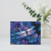 虹色のトンボ 色とりどりの花 ポストカード (スタンド正面)