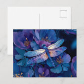 虹色のトンボ 色とりどりの花 ポストカード (正面/裏面)