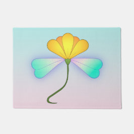 虹色のドラゴンフラワー ドアマット