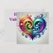 虹色のハートが鮮やかな色で渦巻く セーブザデート (正面/裏面)