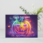 🌈🎃虹色のハートの目をしたパンプキンカード 招待状 (スタンド正面)