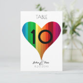 虹色のハート ウェディング テーブル ナンバー 招待状 (スタンド正面)