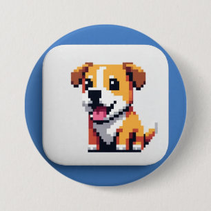 虹色のバナナの子犬ポップアート 犬のボタン パッチ 缶バッジ