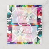 虹色のバラのウェディングテーブル席配置 プレイスカード (外部開封)