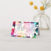 虹色のバラのウェディングテーブル席配置 プレイスカード (裏面)