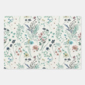 虹色のパステルカラーの水彩画の野生の花の草原 ラッピングペーパーシート (正面)