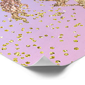 虹色のパステルゴールドグリッターのユニコーンペガサス馬 ポスター (角)