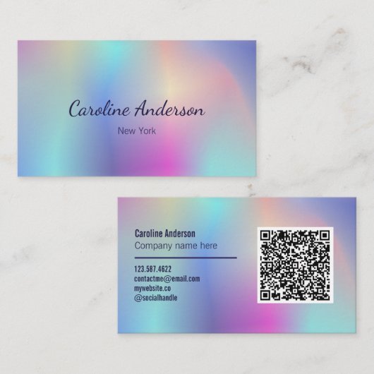 虹色のパステル色 名刺 (正面/裏面)