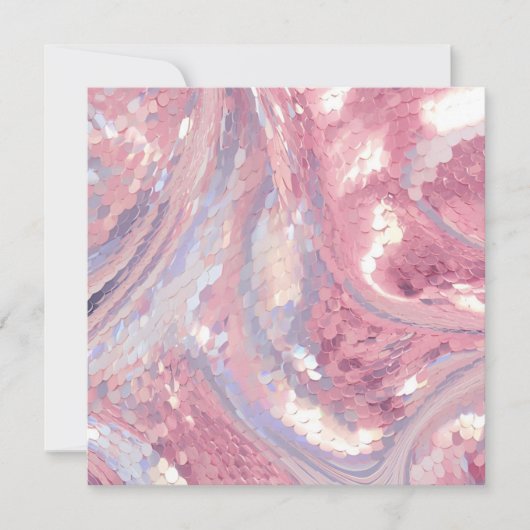 虹色のピンクとパープルのスパンコール 招待状 (正面)